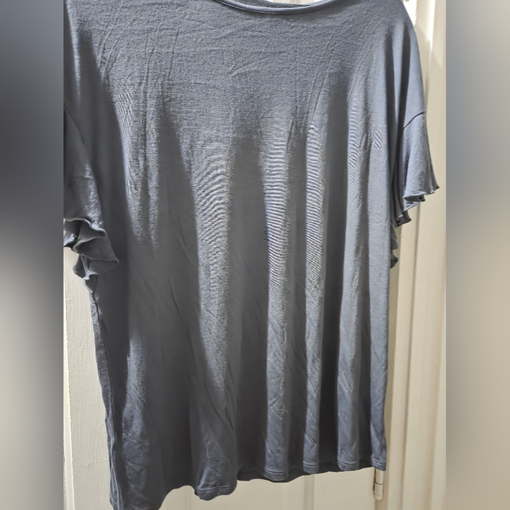 NWT Loft Women's Gray Ruffle Sleeve Top In Size Large - Picture 5 of 11